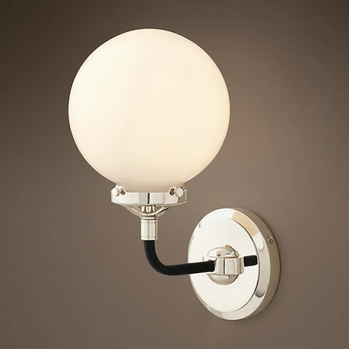 Бра Bistro Globe Clear Glass Single Sconce Nickel Milk от ImperiumLoft