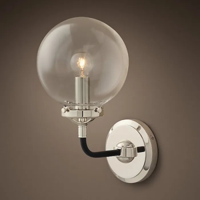 Бра Bistro Globe Clear Glass Single Sconce Nickel от ImperiumLoft