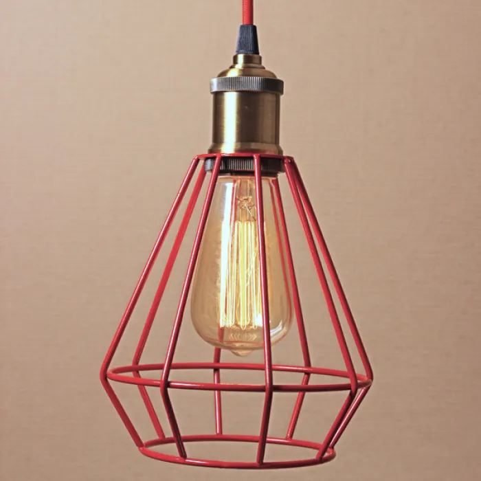 Подвесной светильник Wire Cage Pendant Punch Red от ImperiumLoft