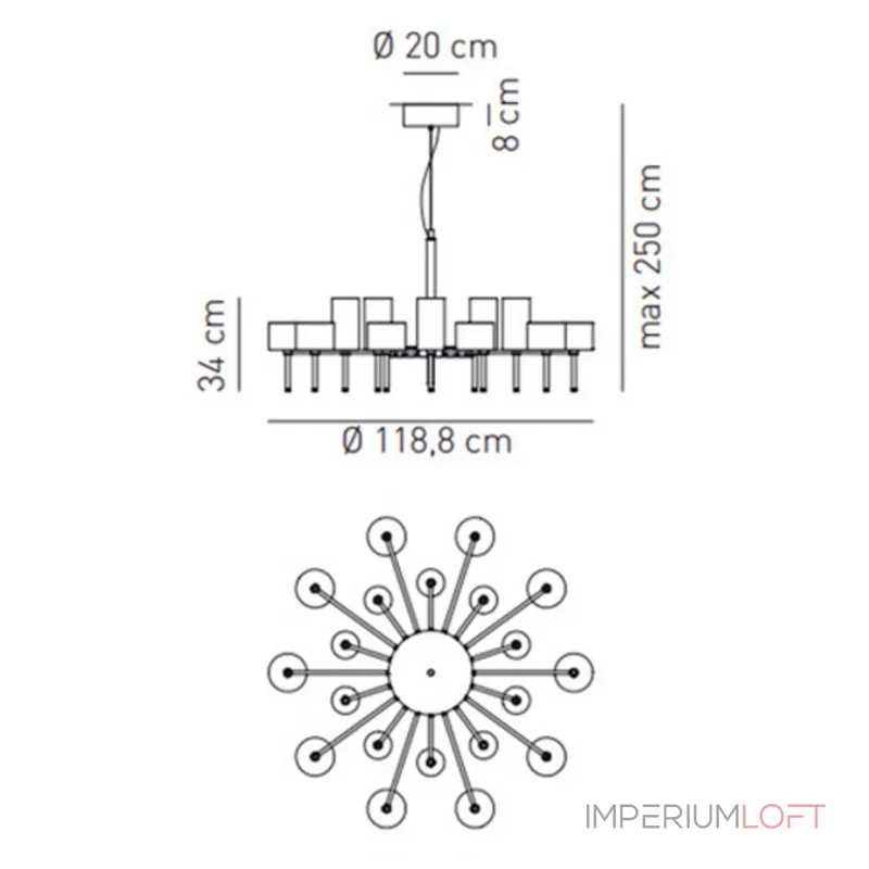 Подвесная люстра AXO Light Spillray lamps 20 Подвесная люстра AXO Light Spillray lamps 20