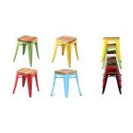 Кухонный стул Tolix Wood Seat Stool designed by Xavier Pauchard		 in 1934