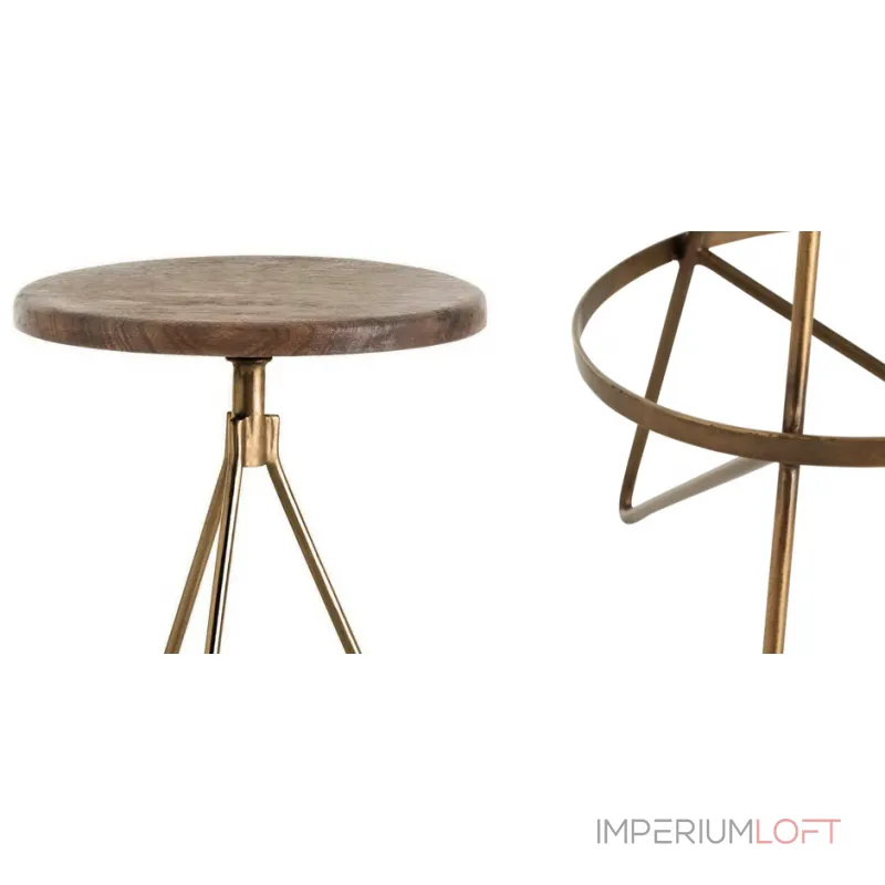 Барный стул Industrial Vintage Brass Iron Swivel Bar Stool