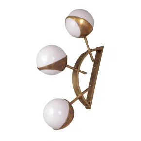Бра Midcentury Style Triple Orb Brass and Glass Wall Lamp