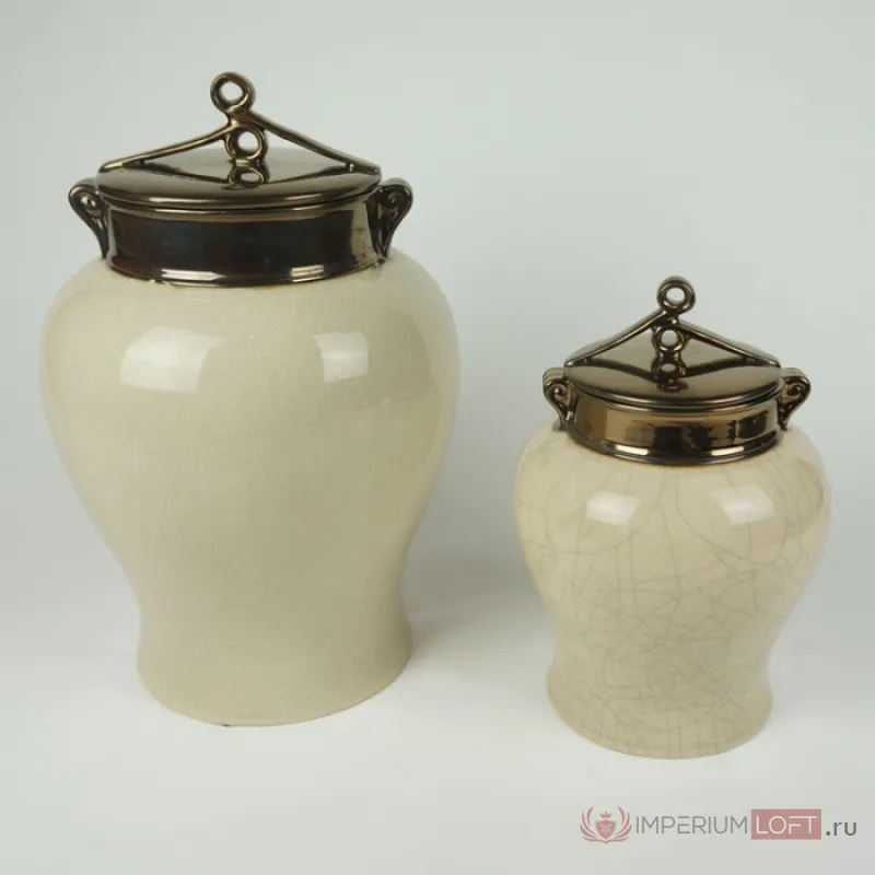 Китайская чайная ваза с крышкой White Craquelure от ImperiumLoft