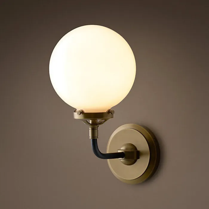 Бра Bistro Globe Clear Glass Single Sconce Brass Milk от ImperiumLoft