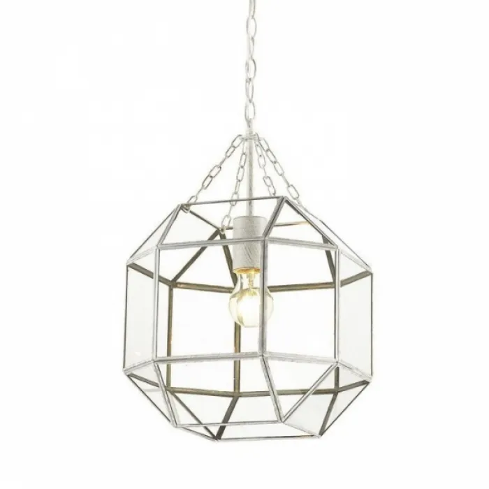 Подвесной светильник Glass & Metal Cage Pendant White от ImperiumLoft