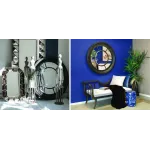 Зеркало настенное состаренное Black Round Window от ImperiumLoft