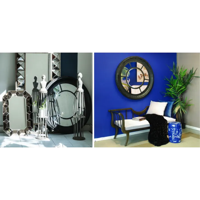 Зеркало настенное состаренное Black Round Window от ImperiumLoft