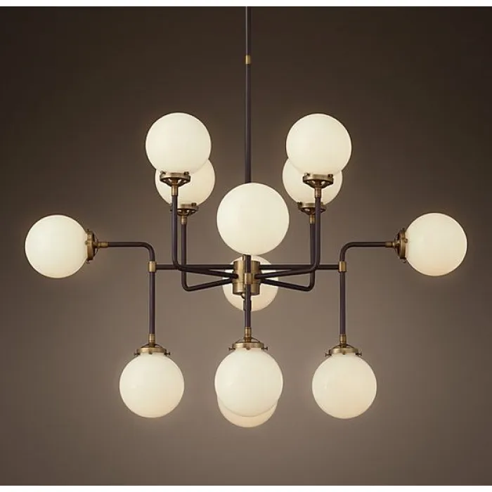 Люстра RH Bistro Globe Milk Glass 12-Light Chandelier от ImperiumLoft