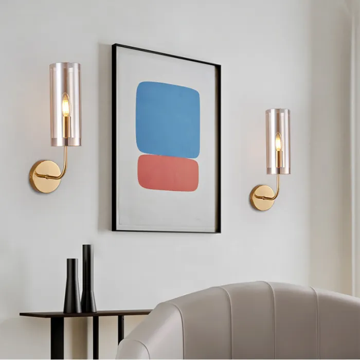 Настенный светильник Agne Brass Glass Tube wall light от ImperiumLoft