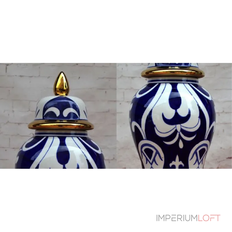 Китайская чайная ваза с крышкой Blue Pattern