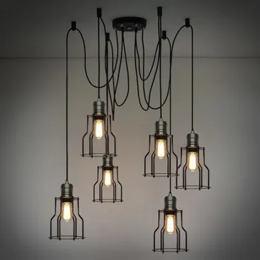 Люстра Loft Industrial 6 wire Cage Filament Pendant