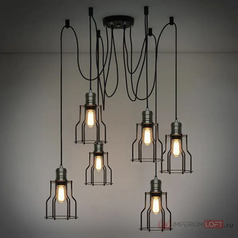 Люстра Loft Industrial 6 wire Cage Filament Pendant от ImperiumLoft
