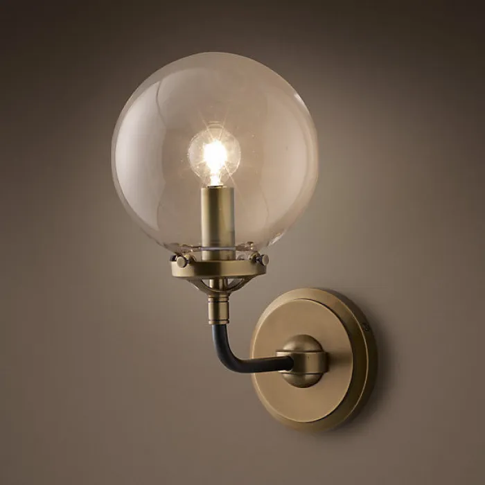 Бра Bistro Globe Clear Glass Single Sconce Brass от ImperiumLoft
