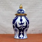 Китайская чайная ваза с крышкой Blue Pattern