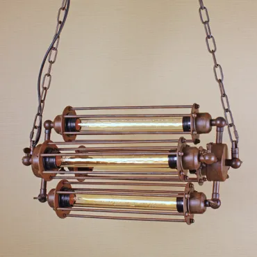 Люстра Loft Industrial Edison Cage Horizontal Quatro Chain