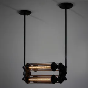 Подвесной светильник Loft Industrial Edison Cage Horizontal Quatro
