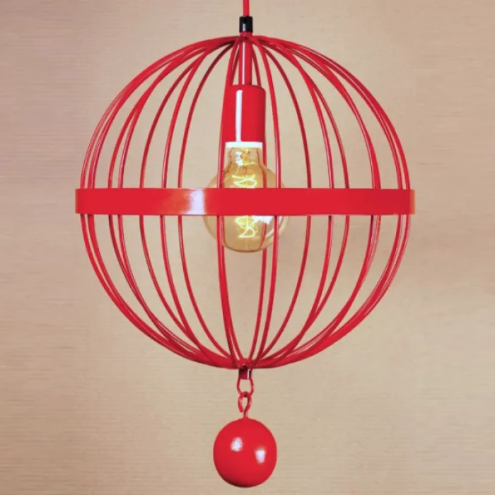 Подвесной светильник Wire Cage Pendant Spher Red от ImperiumLoft