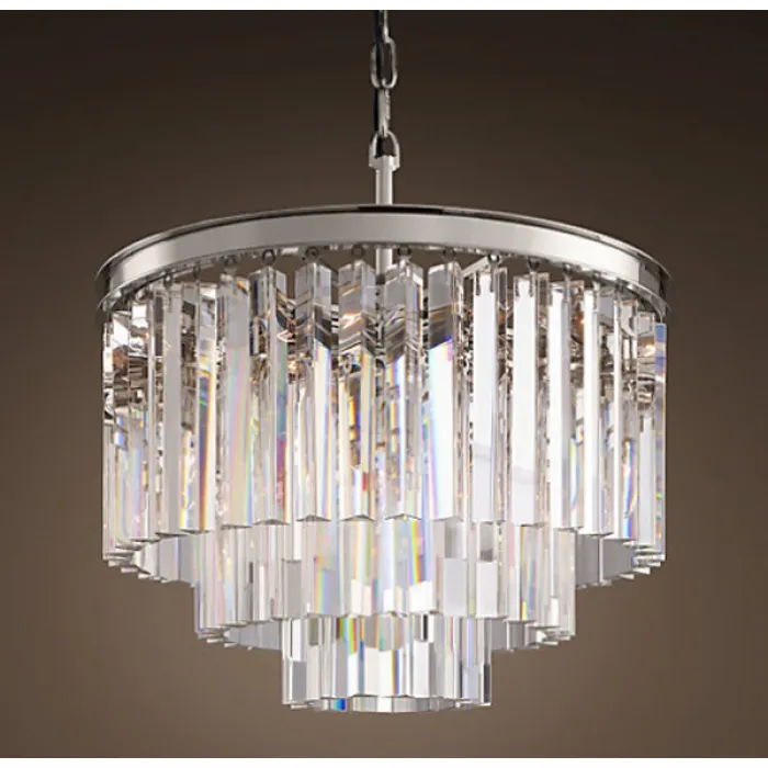 Люстра RH 1920S ODEON CLEAR GLASS FRINGE 3-TIER CHANDELIER nickel от ImperiumLoft