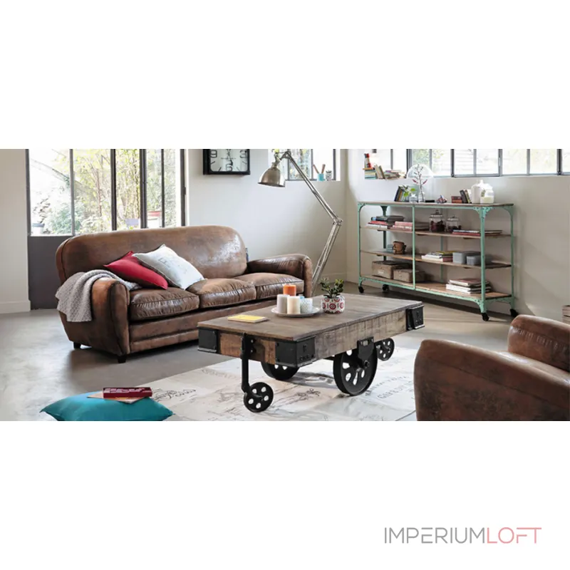 Кофейный стол на колесах Factory Cart Coffee Table