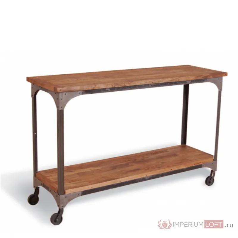 Консоль стол Industrial Metal Rust Console Table on Wheels от ImperiumLoft