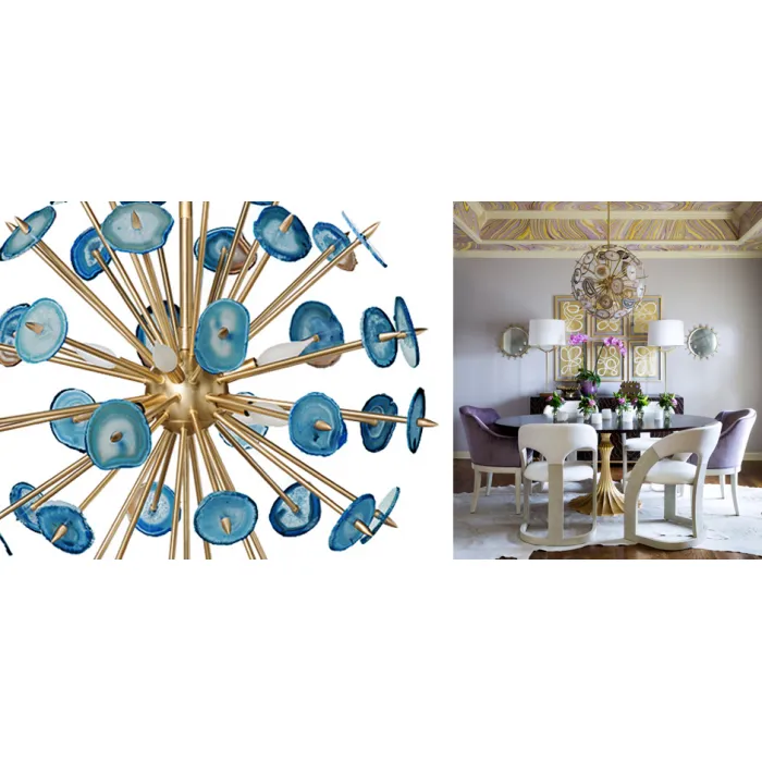  Люстра  Agate Burst Chandelier BLUE с синими агатами от ImperiumLoft