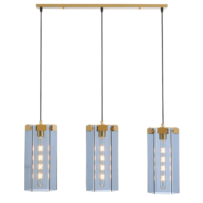Люстра Rectangle Gray Glass Pendant Lamp 3 от ImperiumLoft