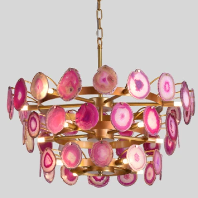 Подвесная люстра Agate Burst Chandelier 3 Round pink D70