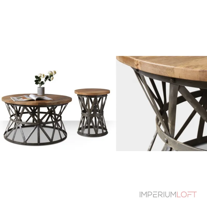 Журнальный стол Industrial Rust Barrel 80 Table