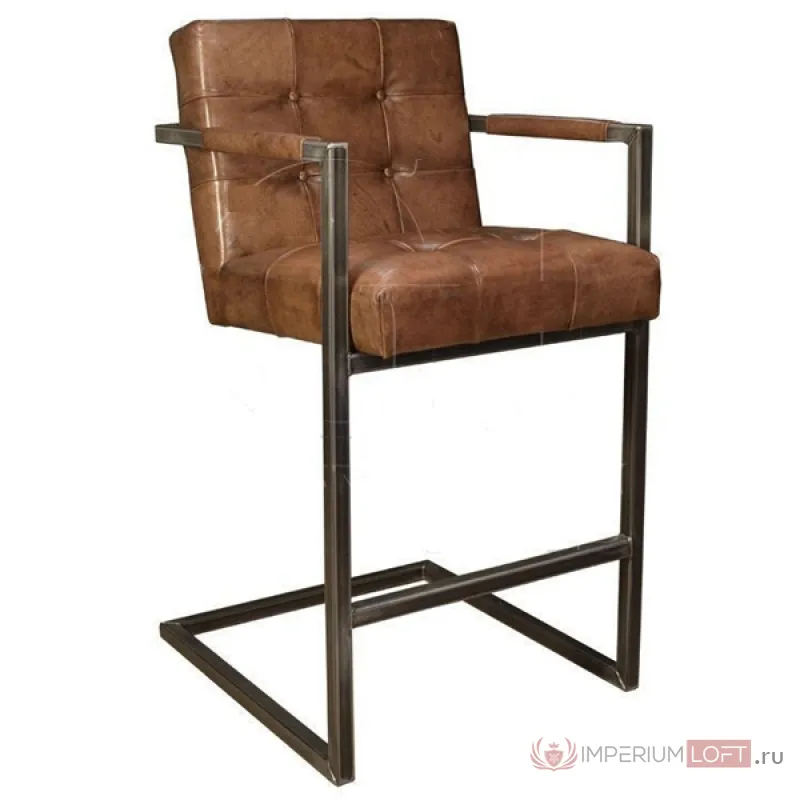 Кожаный стул Bar Stool Leather Iron Tufted от ImperiumLoft