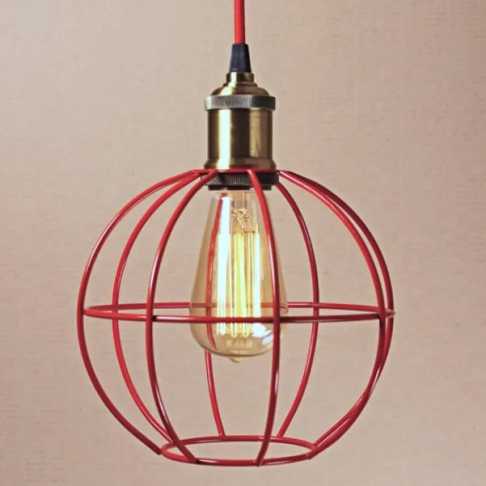 Подвесной светильник Wire Cage Pendant Ball Red от ImperiumLoft