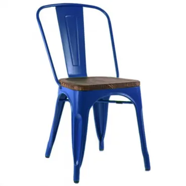 Кухонный стул Tolix Chair Wood Blue Синий designed by Xavier Pauchard		 in 1934