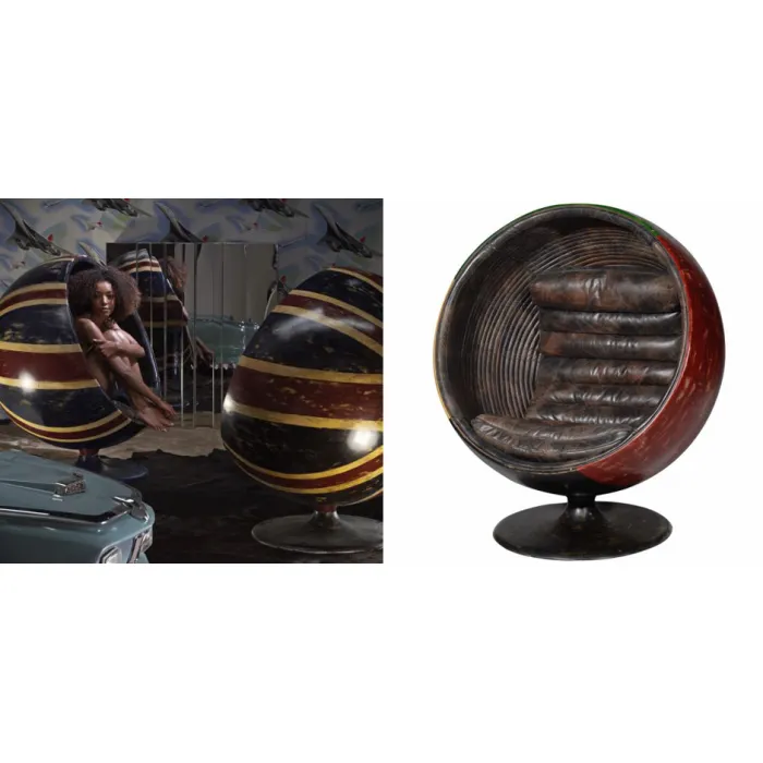 Кресло шар Pod Chair Union Jack & Brown Leather от ImperiumLoft