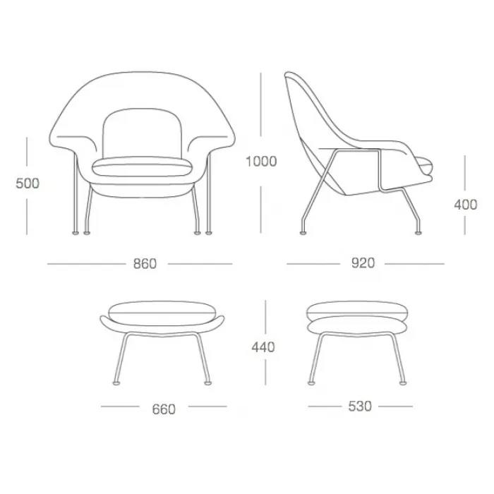 Кресло Womb Chair and Ottoman designed by Eero Saarinen in 1948 от ImperiumLoft