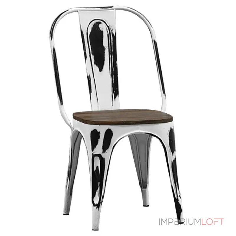 Кухонный стул Tolix Marais Chair Vintage White Wood designed by Xavier Pauchard in 1934 Кухонный стул Tolix Marais Chair Vintage White Wood designed by Xavier Pauchard in 1934
