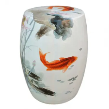 Китайский керамический табурет с изображением рыбок Koya