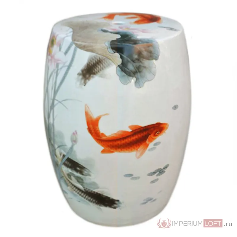 Китайский керамический табурет с изображением рыбок Koya от ImperiumLoft