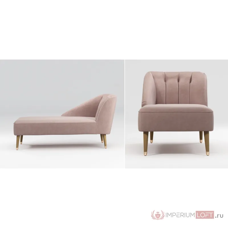 Кушетка Chaise Longue, Pink Cotton Velvet от ImperiumLoft