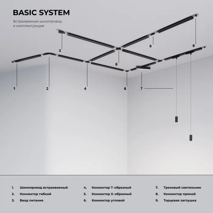 Встраиваемый шинопровод 1м с вводом питания и заглушкой Elektrostandard track rail wh recessed a057095 от ImperiumLoft