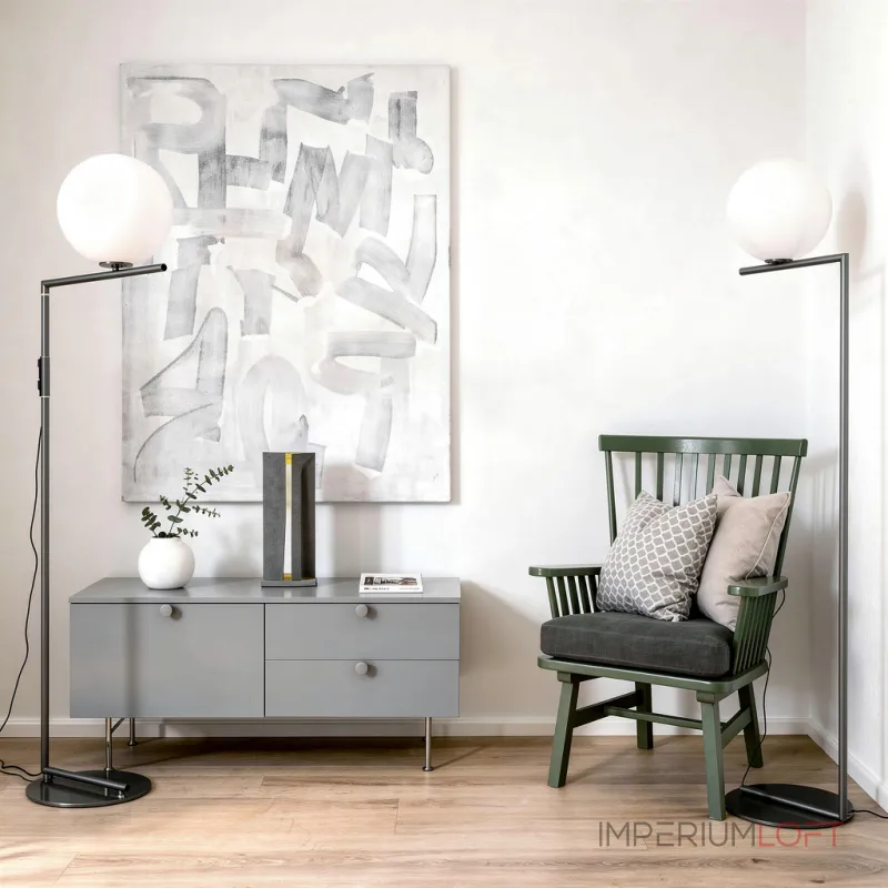 Торшер FlexIC Lights Family Michael Anastassiades Black  со стеклянным плафоном в форме шара