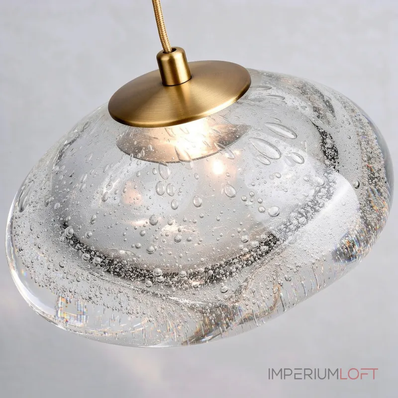 Подвесной светильник ANSEL A Transparent Brass с плафоном неправильной формы из стекла ручной работы с эффектом воздушных пузырьков Подвесной светильник ANSEL A Transparent Brass с плафоном неправильной формы из стекла ручной работы с эффектом воздушных пузырьков