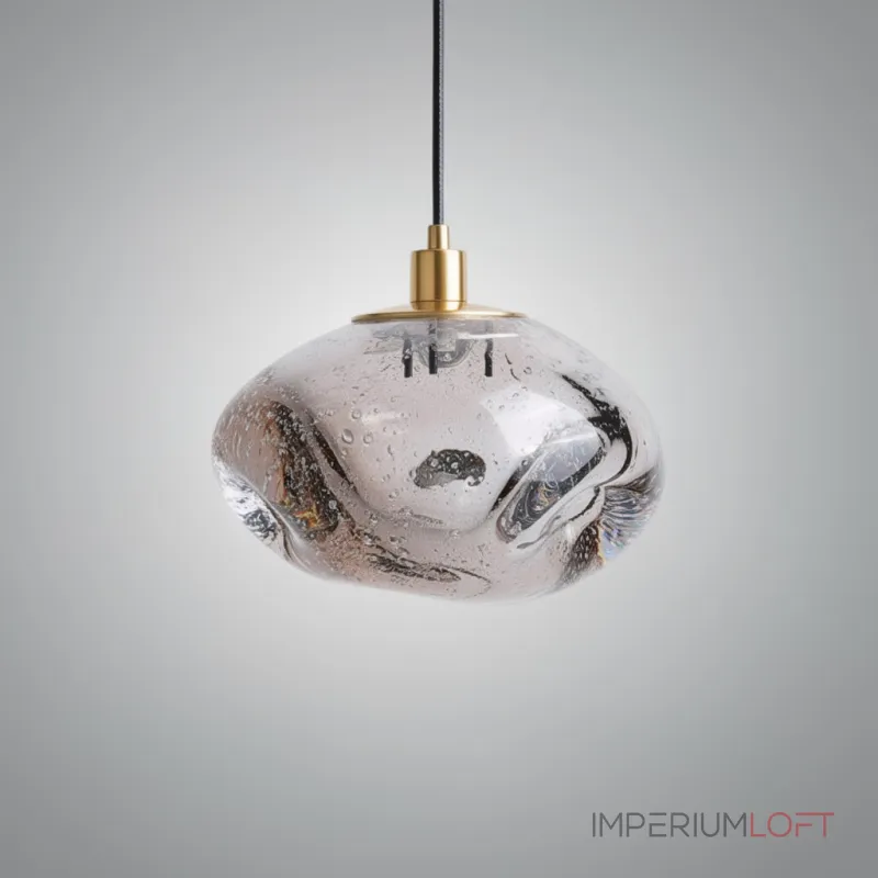 Подвесной светильник ANSEL A Transparent Brass с плафоном неправильной формы из стекла ручной работы с эффектом воздушных пузырьков Подвесной светильник ANSEL A Transparent Brass с плафоном неправильной формы из стекла ручной работы с эффектом воздушных пузырьков