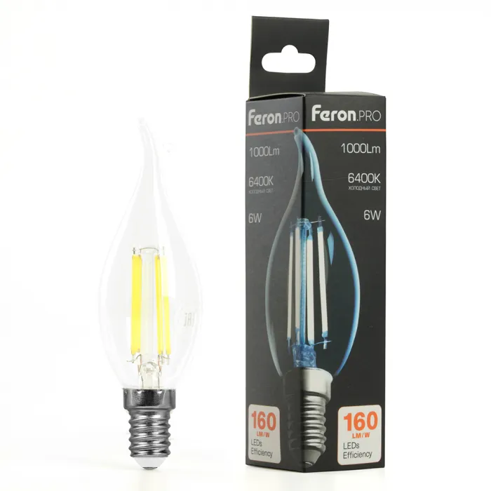 Лампа светодиодная Feron.PRO LB-1216 Свеча на ветру E14 6W 175-265V 6400K 51264 от ImperiumLoft