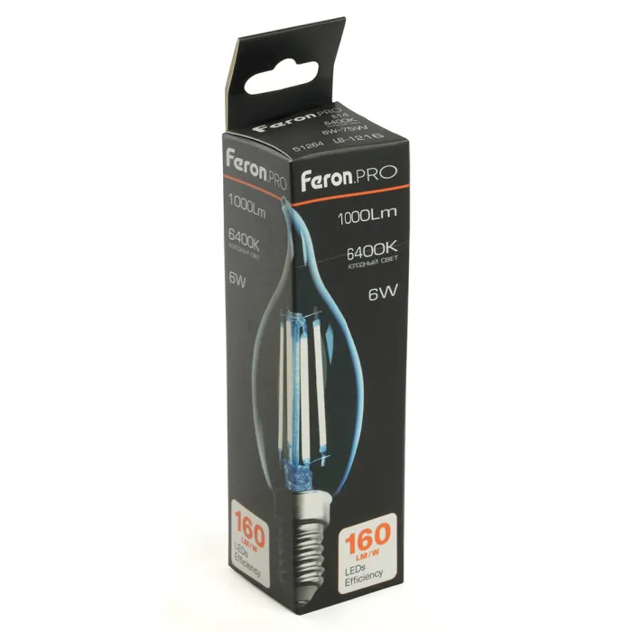 Лампа светодиодная Feron.PRO LB-1216 Свеча на ветру E14 6W 175-265V 6400K 51264 от ImperiumLoft