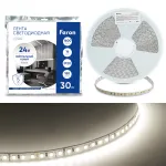 Светодиодная LED лента 180SMD(2835)/м 16Вт/м 24V 4000К 30м IP20 Feron 53090