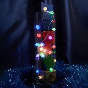 Гирлянда линейная от батареек FERON CL565, 30LED, (мультиколор) 3м+0,5м IP20, 0,9W 48612