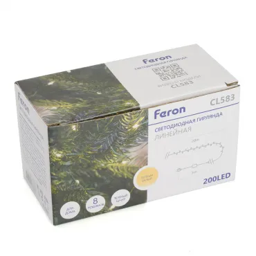 Гирлянда линейная FERON CL583 200LED 2700К (теплый белый) 20м+15м IP20 5W 51442 от ImperiumLoft