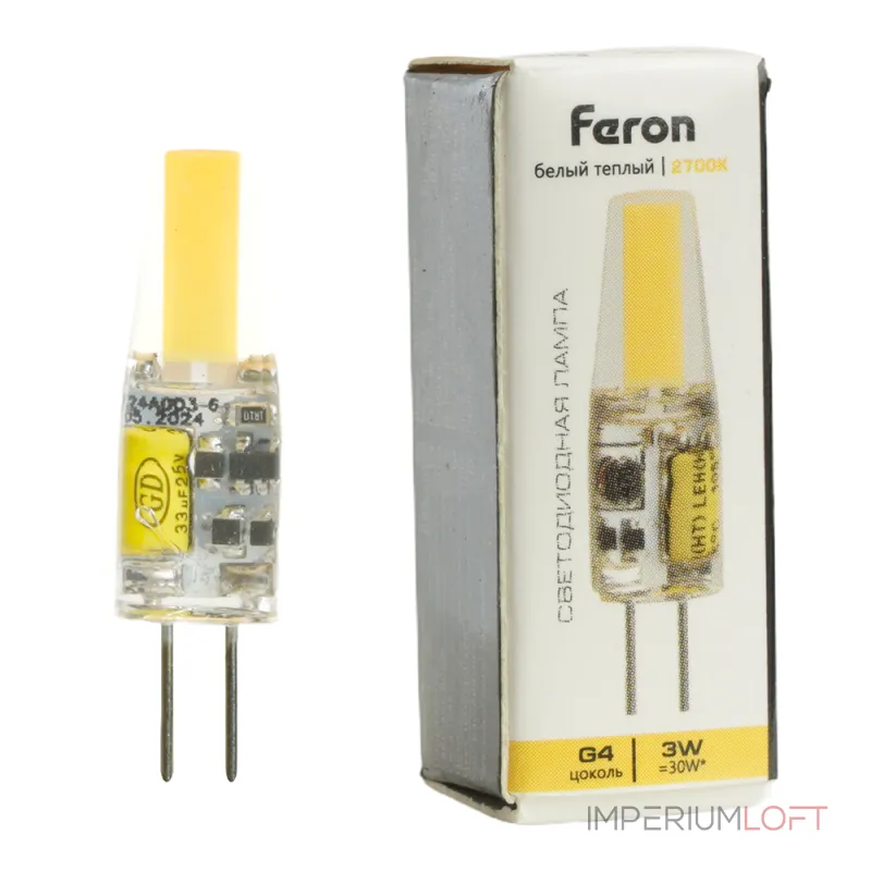 Лампа светодиодная Feron LB-424 G4 3W 12V 2700K 51170