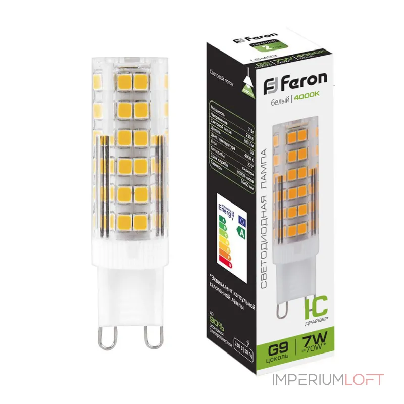 Лампа светодиодная Feron LB-433 G9 7Вт 4000K 25767 от ImperiumLoft