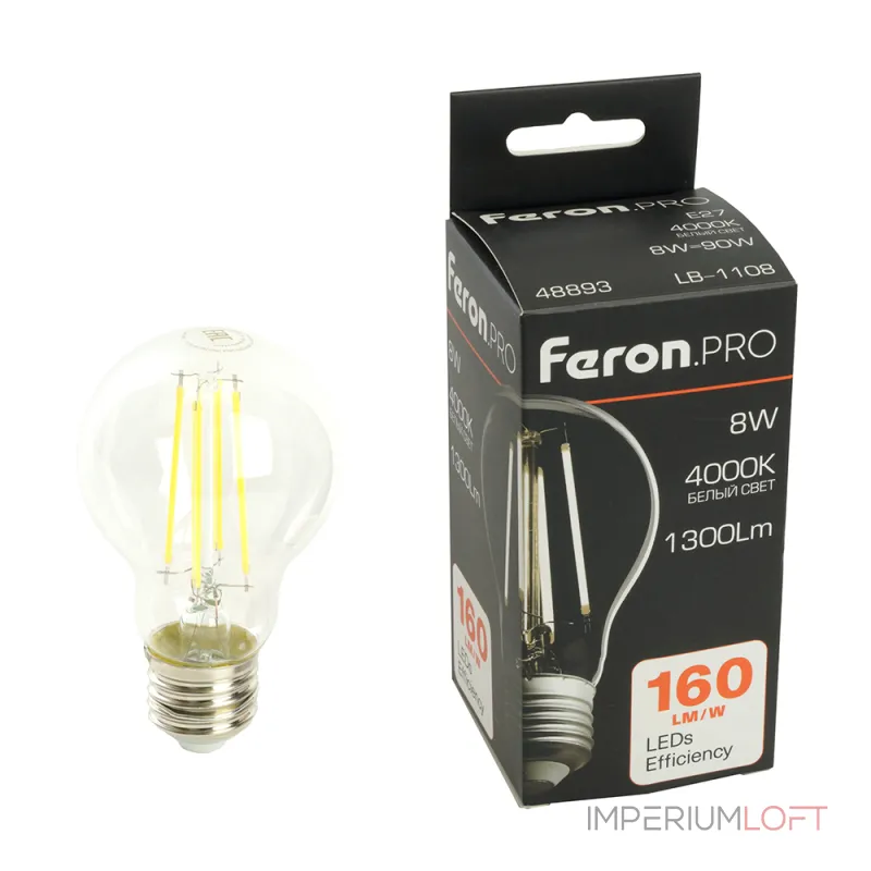 Лампа светодиодная Feron.PRO LB-1108 Шар E27 1300LM 8W 175-265V 4000K 48893 Лампа светодиодная Feron.PRO LB-1108 Шар E27 1300LM 8W 175-265V 4000K 48893